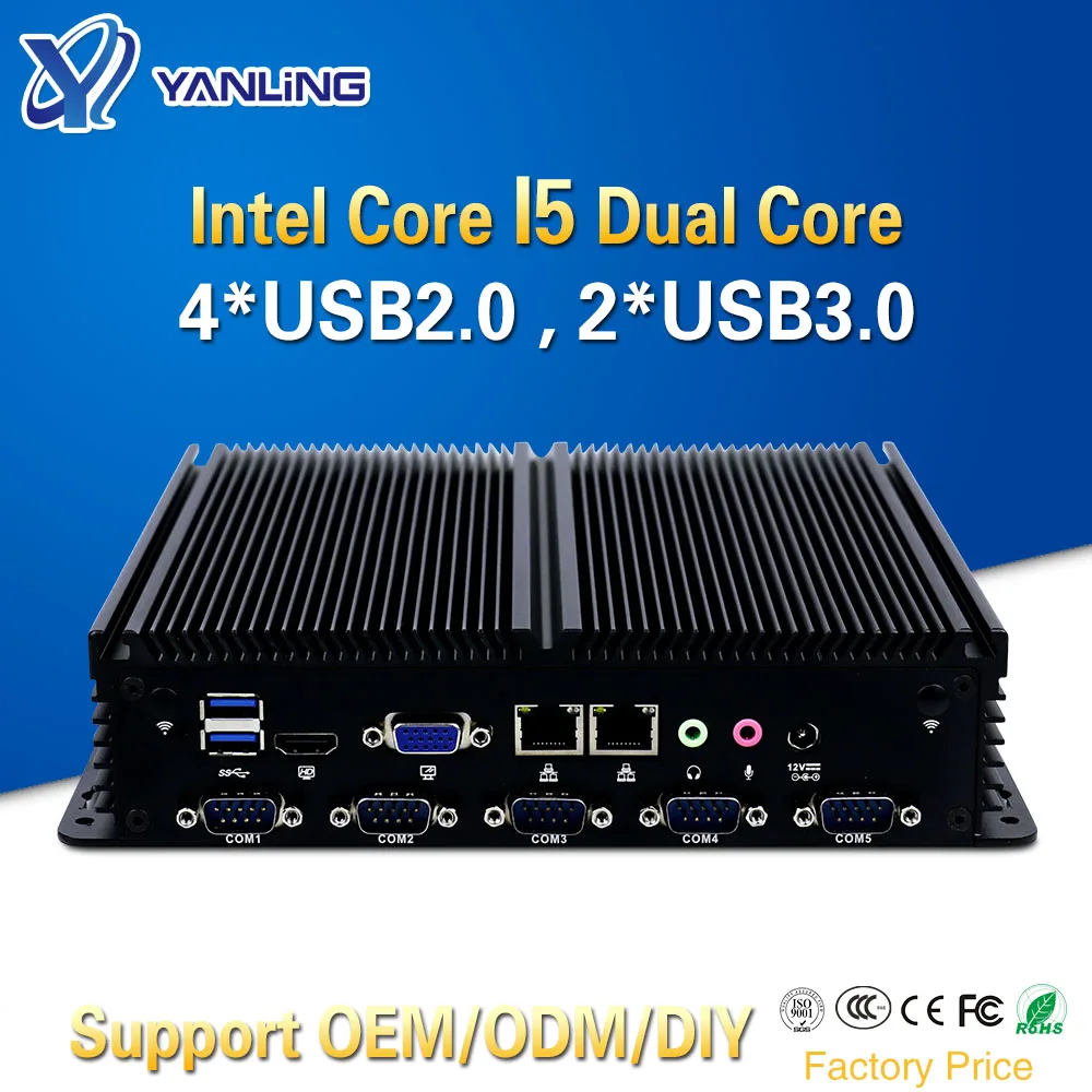 Yanling-薄型クライアントコアi5-4300u,デュアルintel i211-AT lan産業用ミニPCシリアルポート,rs485サポート,6 * USB,キオスク