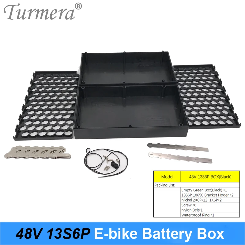 Turmera 48V e-bike obudowa baterii litowej z 20A Protect BMS zawiera uchwyt i nikiel do 13S6P 18650 bateria do rowerów elektrycznych