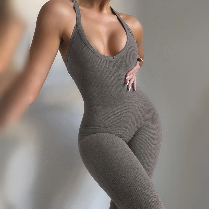 Women Jumpsuit Sexy Streetwear 2021 Sleeveless Ladies Bodycon Romper Ribbed Solid Fitness Stretch Playsuit for Women