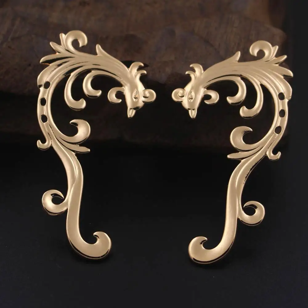 10pcs Brass Casted Double Same Phoenix Connectors Charms Tassel Pendant Necklace Making Quality DIY Hanfu Clothing Accessories