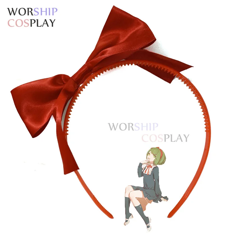 Game Danganronpa Monaka Headwear Red Hair Band Bow Cosplay Costume Heat Resistant Headdress Cospaly Prop