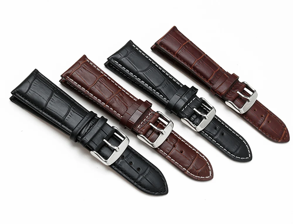 Herren-Uhrenarmband aus echtem Leder mit Dornschließe, 22–28 mm, Alligatorprägung, allgemeines Uhrenarmband für alle Uhren – Detail 2