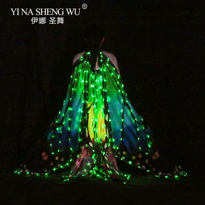 LED Wings Girls Women Belly Dance LED Wing Butterfly Halloween LED Butterfly Cloak Stage Dance Performance Accessories LED Wings