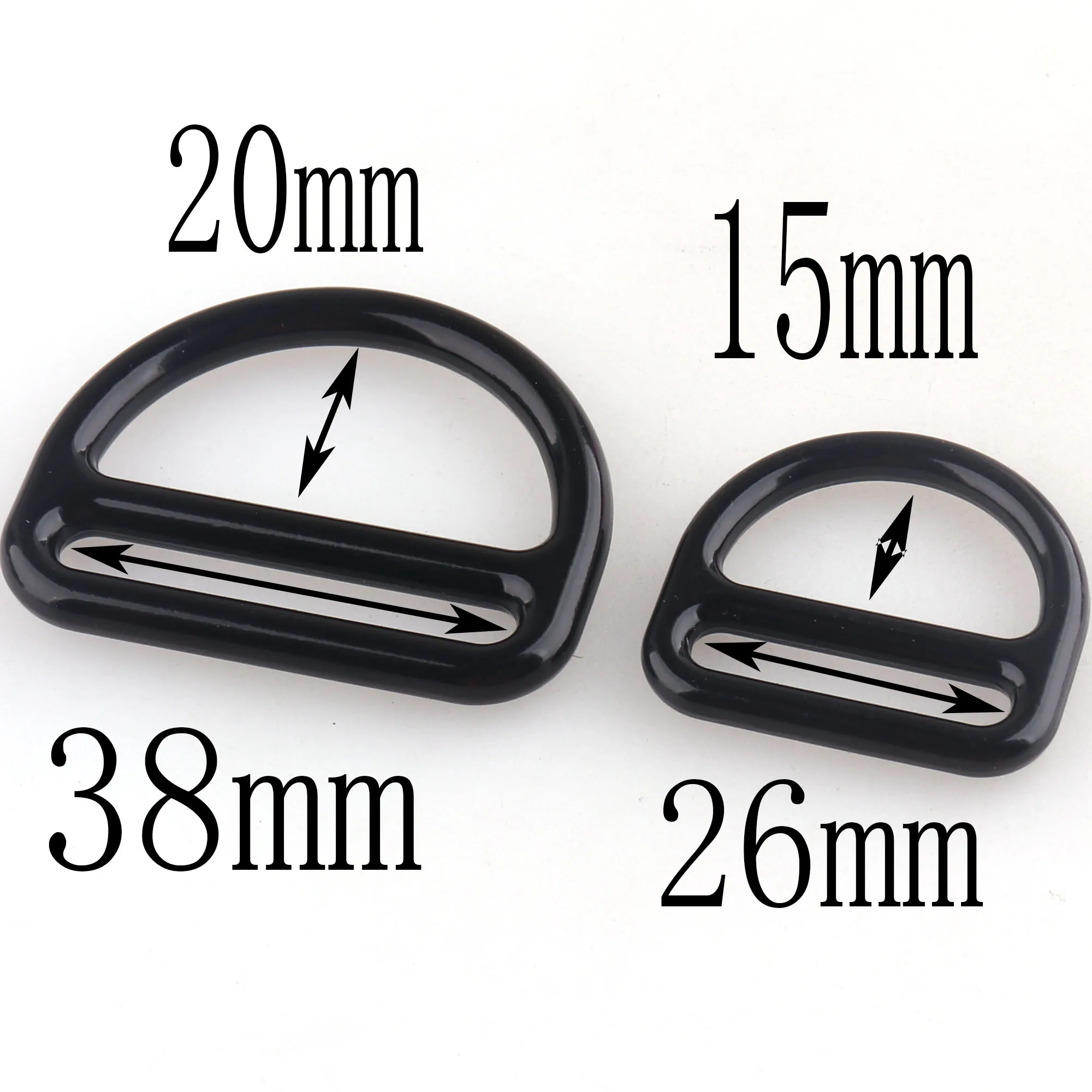 26mm/38mm D shaped Tri Glide Buckle D Hooks Half-round Ring Clasp DIY Bag Strap Hanging Ring Buckles Accessories black