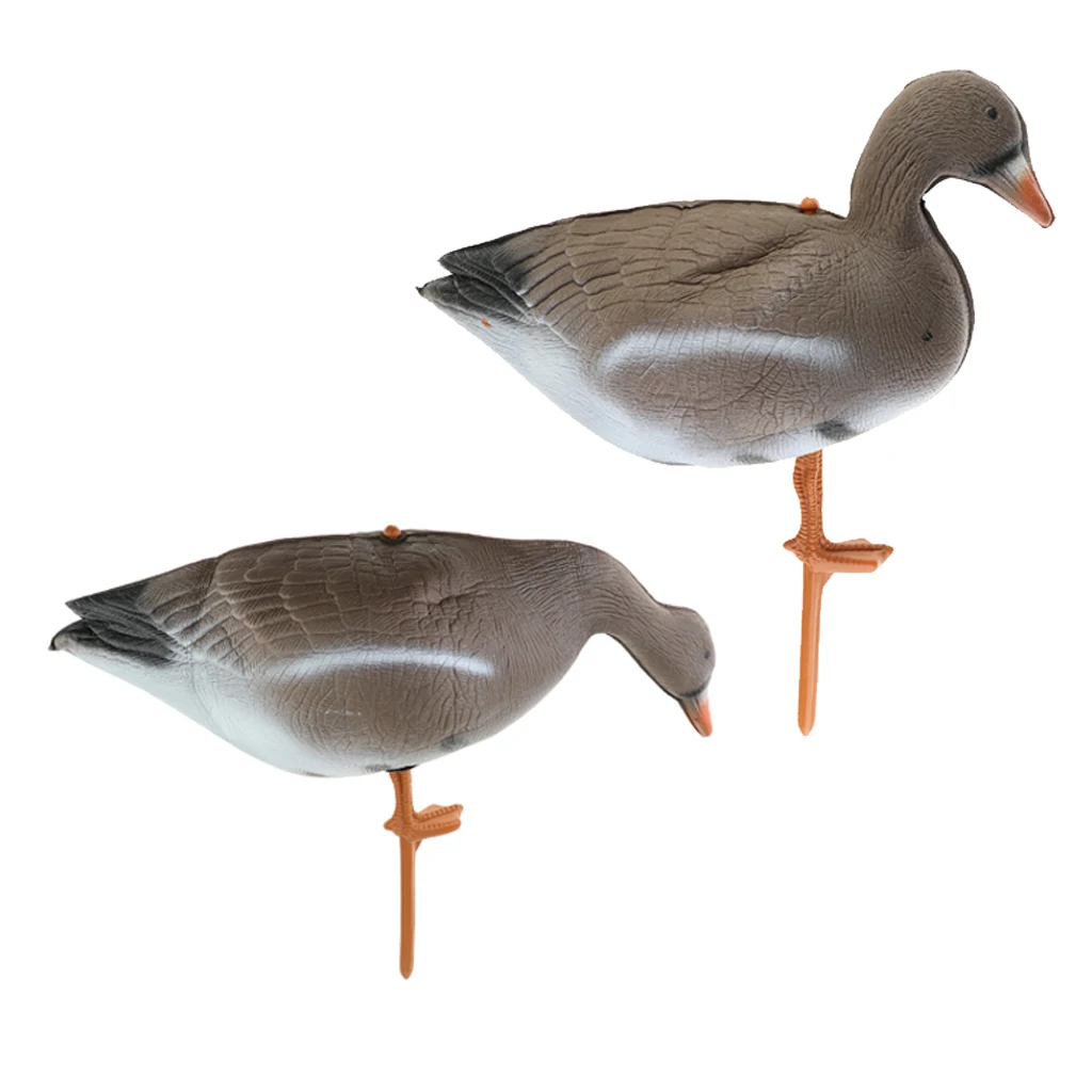 2 Pieces Lifelike Goose Hunting Decoy 3D Heads Full Size Turkey Bird Decoys Mallard Wing Duck Goose Target Turkey