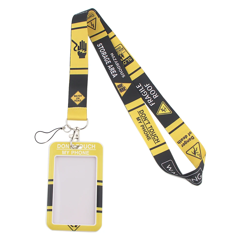 ER625 Safety First Yellow Warning Fashion Lanyard ID Badge Holder Bus Card Holder Staff Card Bank Credit Card Holder Accessories