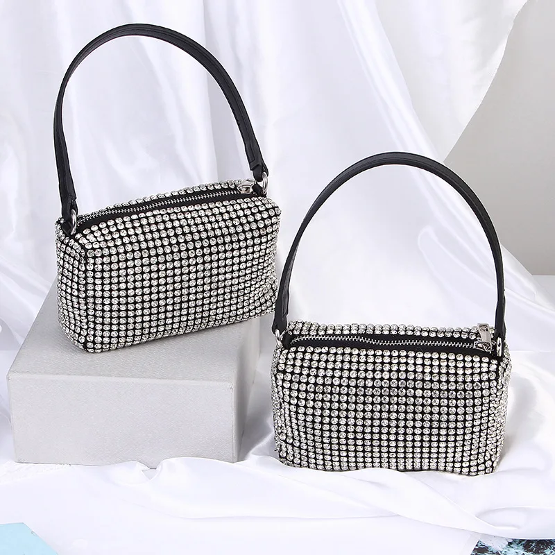 

Female Luxury Rhinestone Dinner Evening Bag Full Diamond Ladies Top-handle Handbag Shoulder Bag Underarm Hobo Bags Bridal Party