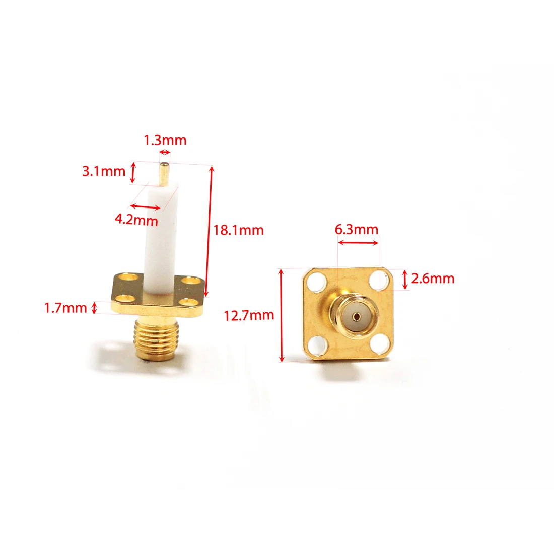 1PC  SMA Connector SMA Female Jack RF Coax Connector 4-hole flange solder post Straight Insulator 15mm Goldplated NEW wholesale