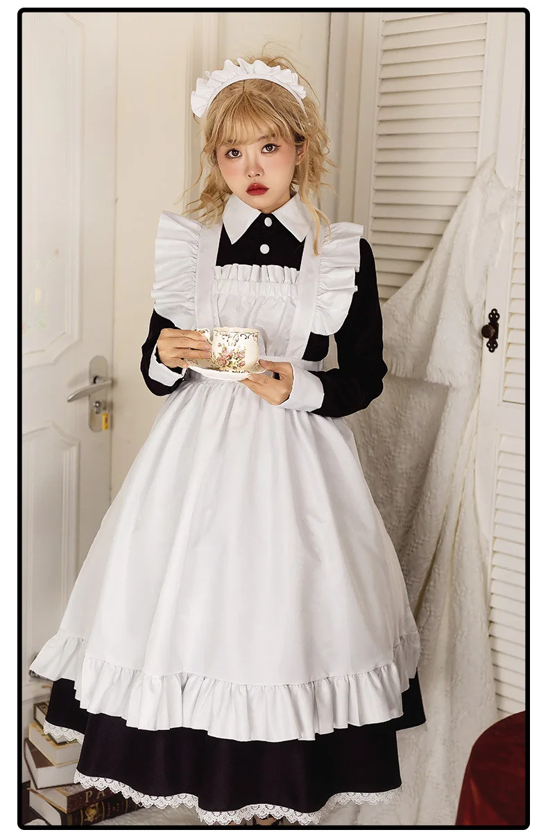 Sexy Meid Outfit Cosplay Retro Classic Zwart En Wit Meid Jurk Lolita Halloween Carnaval Party Girls Cosplay Kostuum Pak