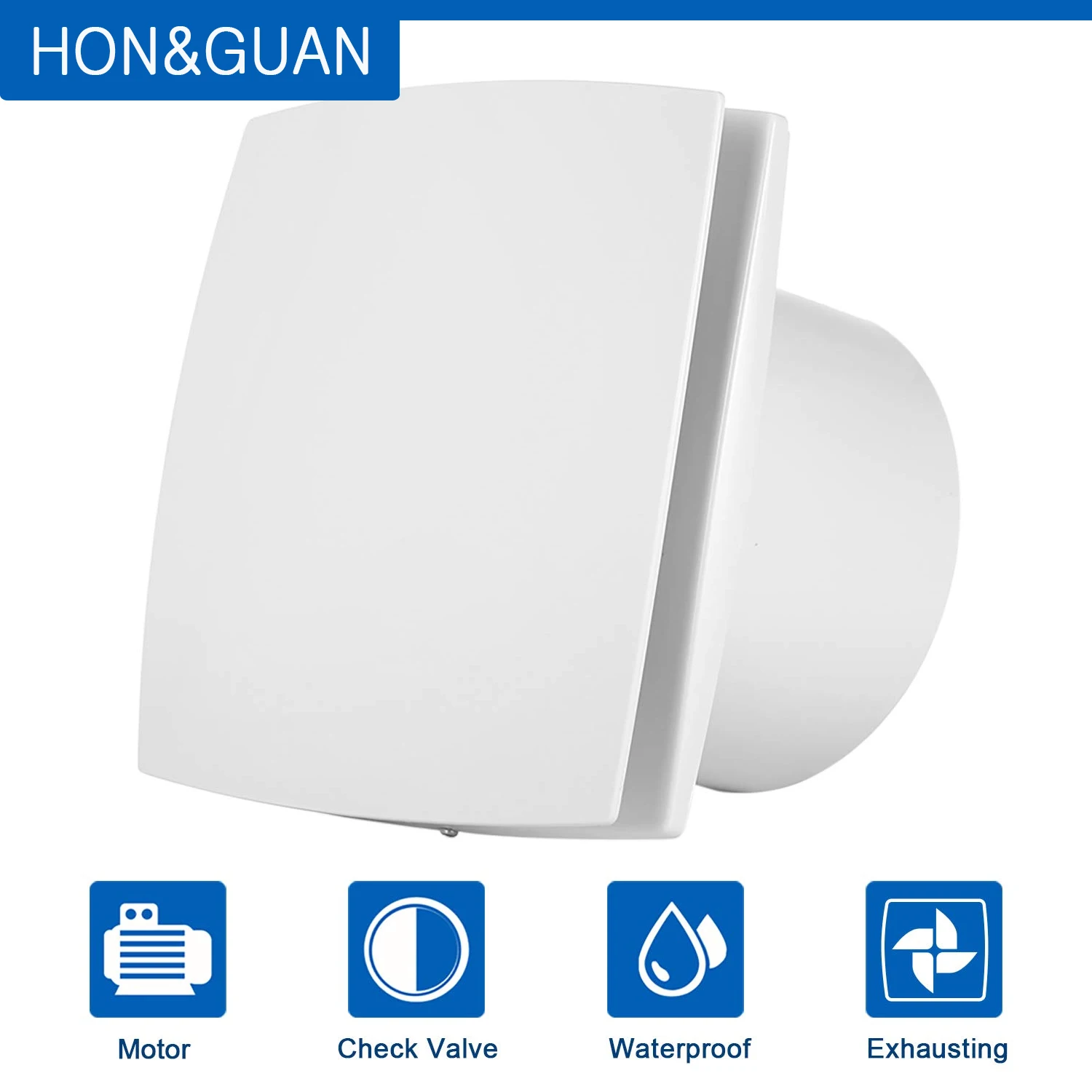 Hon&Guan 150mm Home Silent Exhaust Fan for Bathroom Toilet Extractor Wall Ceiling Window Kitchen Outlet Air Ventilator