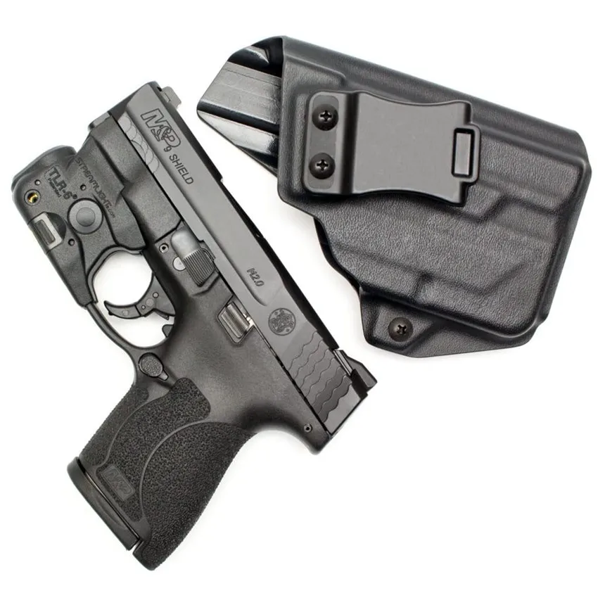 

Carbon fiber Kydex Inside Waistband Holster For Smith Wesson M P Shield 9mm Integrated Laser Streamlight TLR-6 Flashlight Light