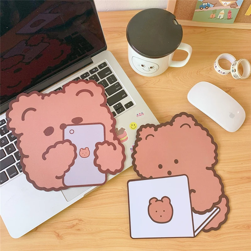 Kawaii Table Mat Ins Japanese Desktop Desk Mat Mini Cute Rabbit Bear Water Coaster Stickers Scrivania Kawaii Silicone Mouse Pad