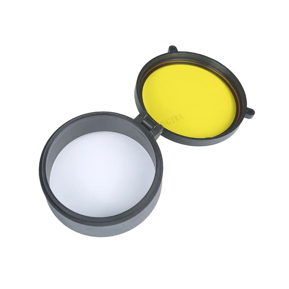 Transparent Rifle Scope Cover Protection 30mm-69mm Lens Cover Flip Up Quick Spring Cap Yellow Objective Lense Lid Hunting