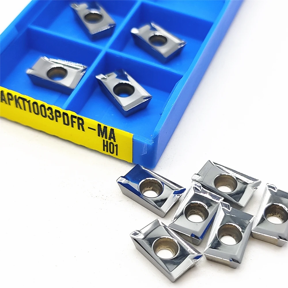 Fresa de carboneto de alumínio apkt1003, pdfr ma h01 com 10 peças, usinadas para fresa facial
