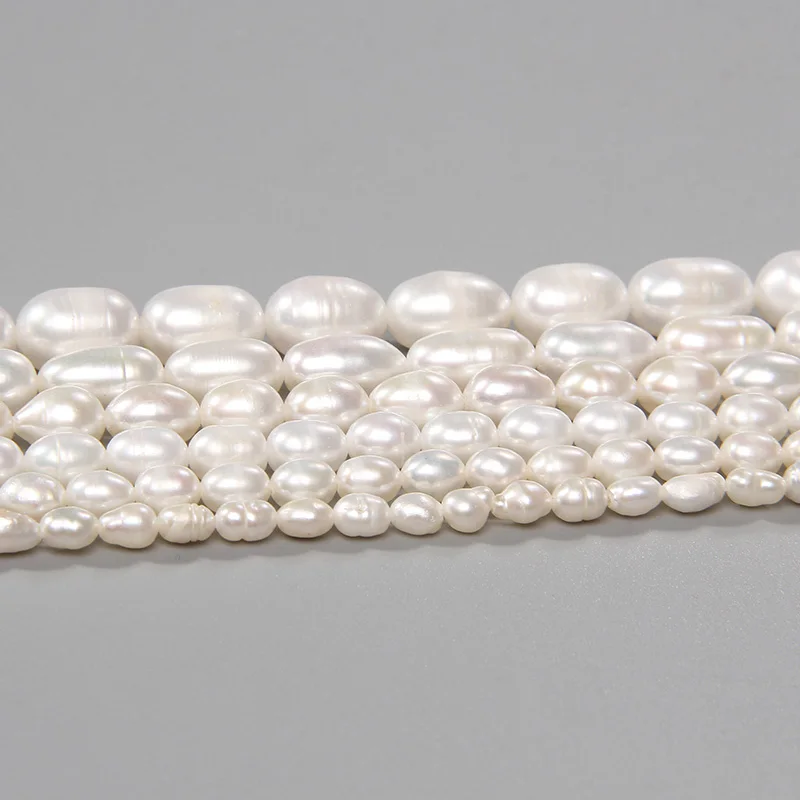 Natural Freshwater Pearl Beads White Rice Shape Punch Loose Beads for DIY Elegant Necklace Bracelet Jewelry Making Accessory