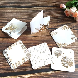 Mix Designs Gold Mini Folding card gift message card DIY decoration Holiday greeting card  7x7cm