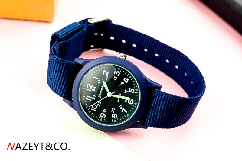 Reloj de pulsera de cuarzo para hombre, cronógrafo deportivo de nailon con esfera de aleación azul, con manecillas luminosas para estudiantes medianos, para niños y niñas, nuevo