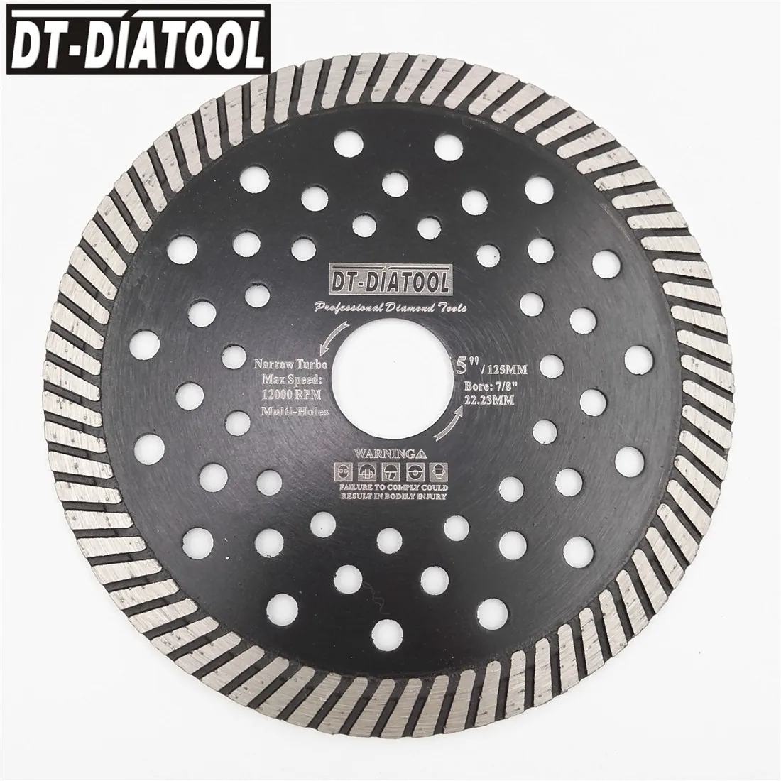 DT-DIATOOL 10pcs Diameter 125mm/5Inch Diamond Narrow Turbo Saw Blades With Multi Holes Core Marble Granite Cutting Discs