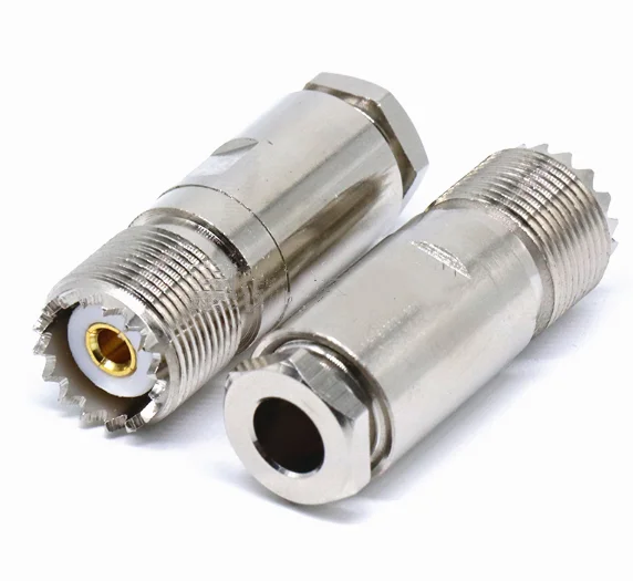 1Pcs Connector PL259 SO239 UHF หญิง Clamp Solder สำหรับ RG5 RG6 LMR300 5D-FB สายทองเหลือง RF Coaxial อะแดปเตอร์