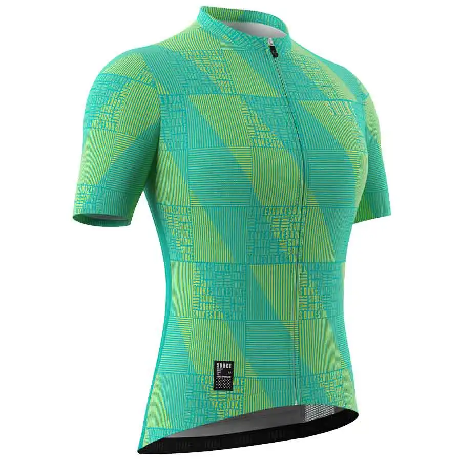 

Souke Sports Women's Cycling Jersey with Pocket Short Sleeve Quick Dry Roadbike Ciclismo Roupas Femininas Green-Limited