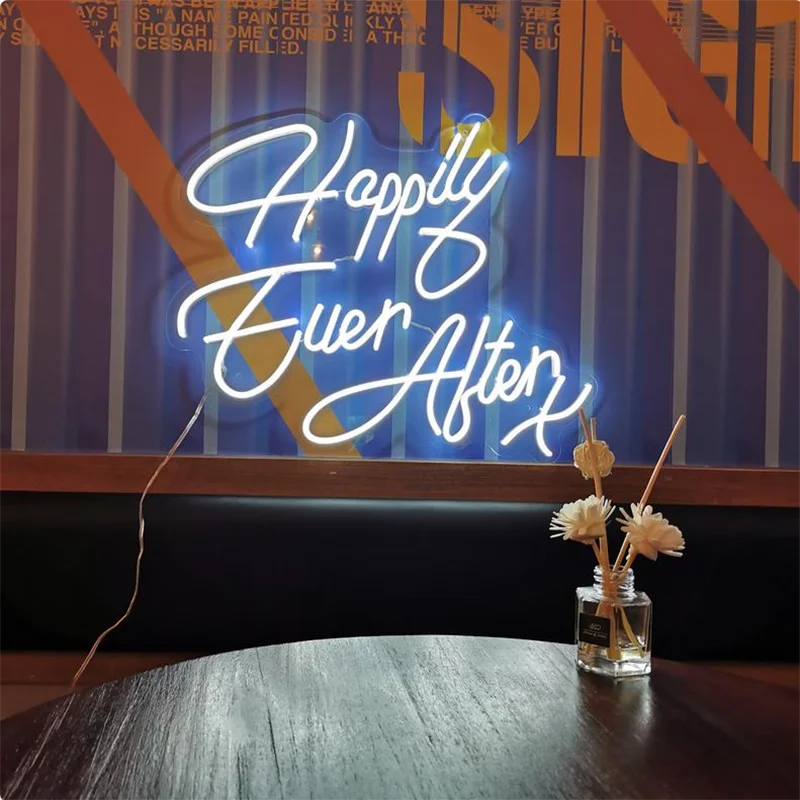 Happily Ever After Custom Neon Sign for Bar Decor and Shop Decor, Flex LED Neon Bedroom Sign Ins