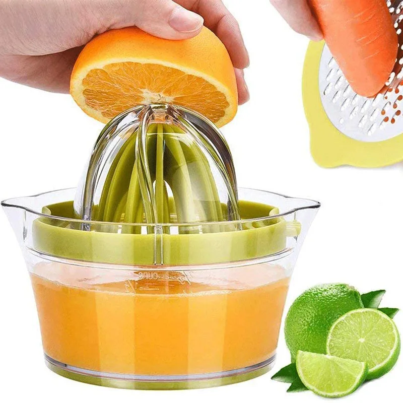 Citrus Lemon Orange Juicer Manual Hand Fruit Squeezer Press with Built-in Measuring Cup Kitchen Vetgetable Grater Egg separator