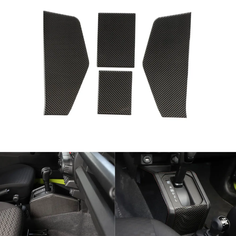 4pcs/set Car Gear Shift Panel Side Decoration Stickers For Suzuki Jimny 2019+ Real Carbon Fiber Car Styling Moldings