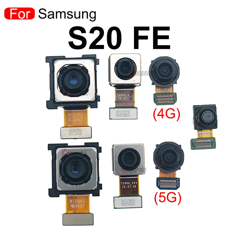 For Samsung Galaxy S20 FE 4G 5G Front Face Selfie + Back Ultra Wide Angle Rear Main Camera Module Flex Cable Replacement Parts