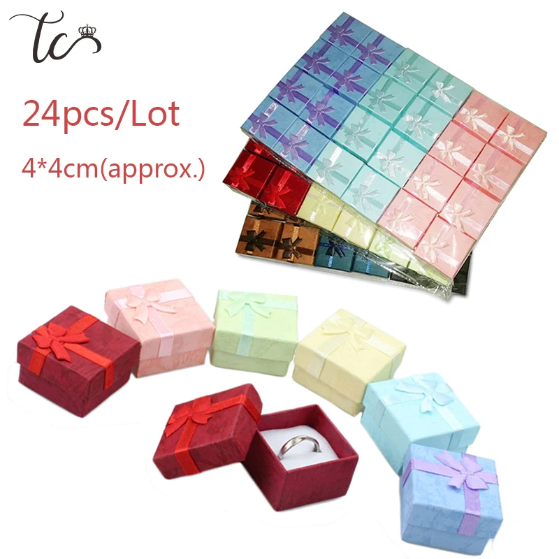 

Ring Gift Box Jewelry Display Container Trinket Box Ear Studs Storage Holder Packaging Box Jewellery Organizer 24pcs/lot