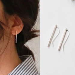 925 Sterling Silber Manuelle Lange Linie Ohrringe Für Frauen Mode Schmuck Sterling-Silber-Schmuck Pendientes