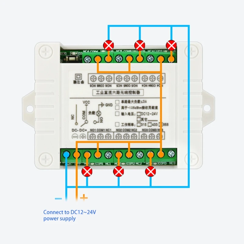 DC 12V 6 CH Channels 6CH RF Wireless Remote Control Switch Remote Control System receiver transmitter 6CH Relay 315/433 MHz