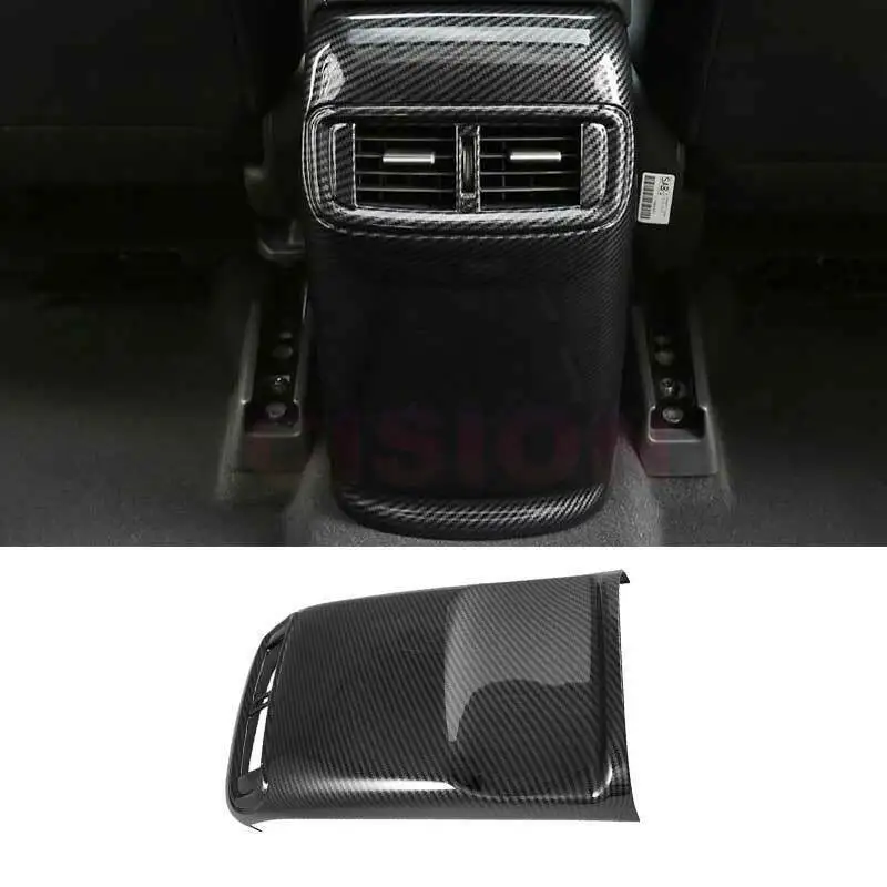 Carbon Fiber Peach Wood Rear Air Conditioner Vent Outlet Frame Panel Cover Trim Anti Kick Protector for Honda CRV CR-V 2017-2021
