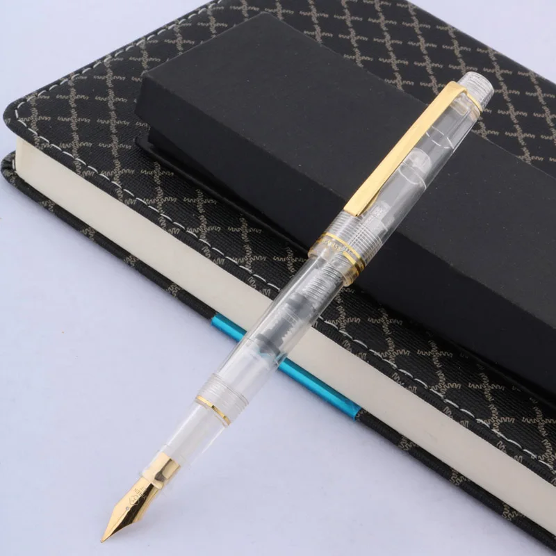 Plastic 358 Fountain Pen Classic Rotation Design Fashion Golden Spin Color Ink Stationary School Writing