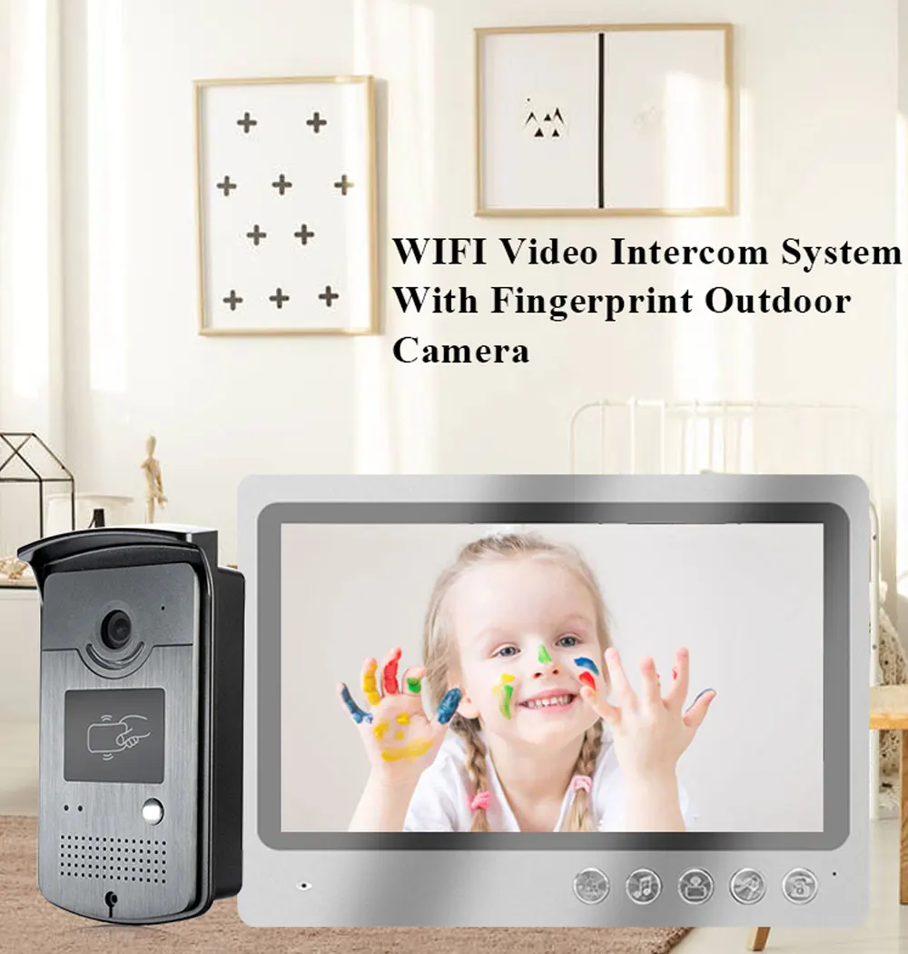 9inch Monitor Wifi Video Intercom Door phone Record System Night Vision RFID Doorbell Camera Phone Remote Unlock APP