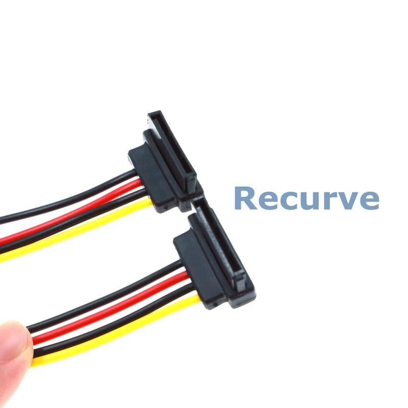 0.2M 15Pin SATA Male to 2 Female Elbow Computer Case Power Hard Disk one-to-two Splitter High-Quality Power Cord