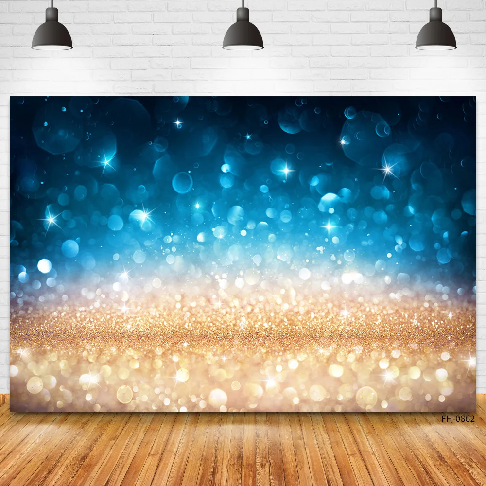 Arrière-plan de thème bleu à pois pour photographie, décor de rêve pour fête d'anniversaire, mariage, bébé, photographie Bokeh