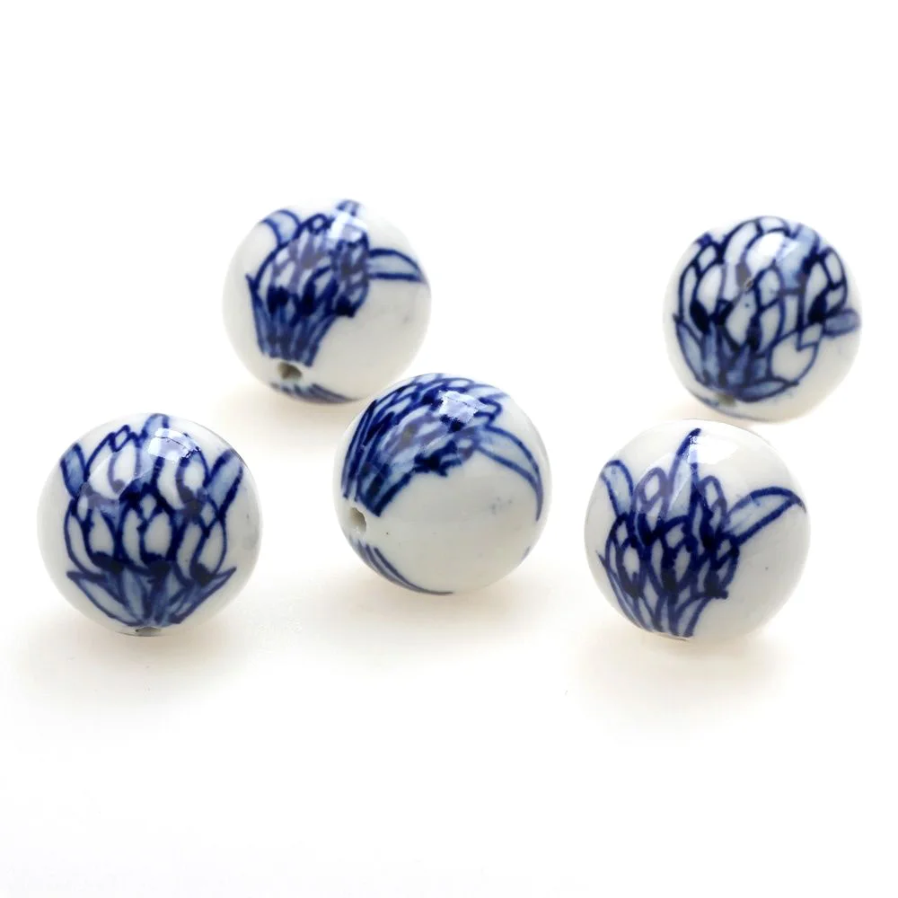 6pcs/Lot Tulip/Wooden Shoes Blue And White Porcelain Ceramic Beads For Jewelry Making DIY Bracelet Necklace Accessories NEW