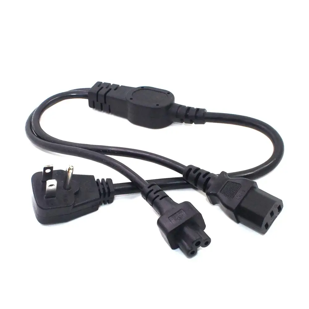 US Y type Splitter Power Cord Wall Side NEMA 5-15P Side Wall to C13 and C5 Standard Extension Cable 0.5m/0.6m