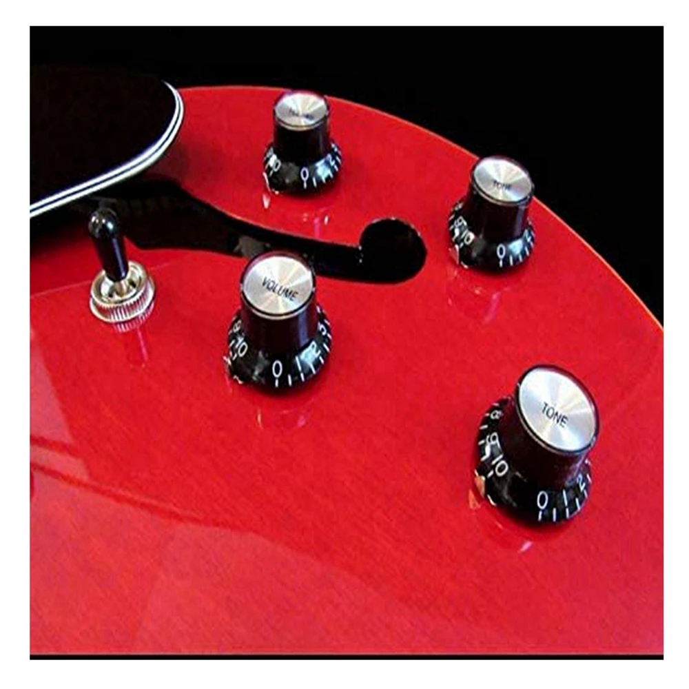 4pcs Guitar Top Hat Speed Control Knobs 2 Volumes & 2 Tones Silver  Bell for LP SG Guitar