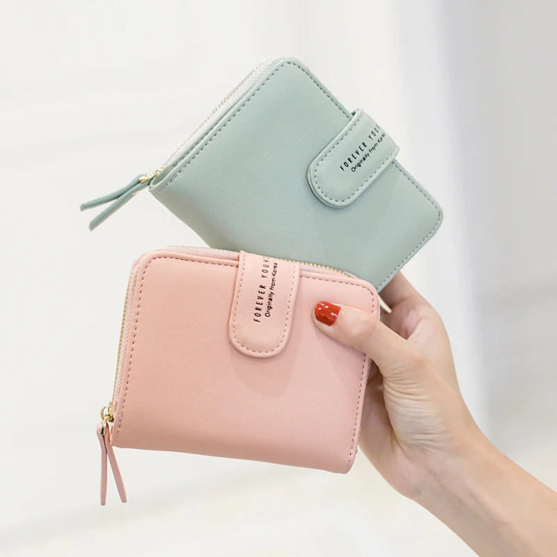 

INS Wallet Women Fashion Short Solid Color Wallets 2022 New Korean Style Coin Purses Students Multifunction Key Holders