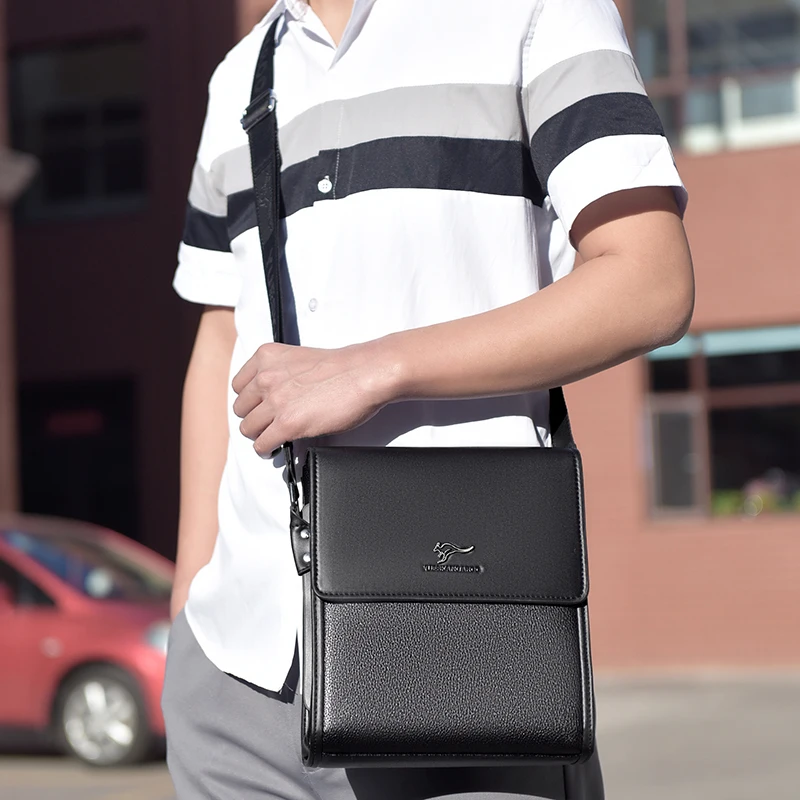 Luxury Brand Messenger Bag Men Leather Side Shoulder Bag For Men Business Office Work Bag Male Briefcase Casual Crossbody Bag