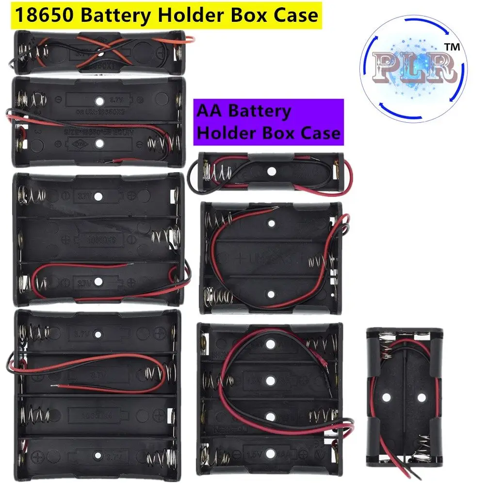 New And Original Plastic Standard Size AA/18650 Battery Holder Box Case Black With Wire Lead 3.7V/1.5V Clip