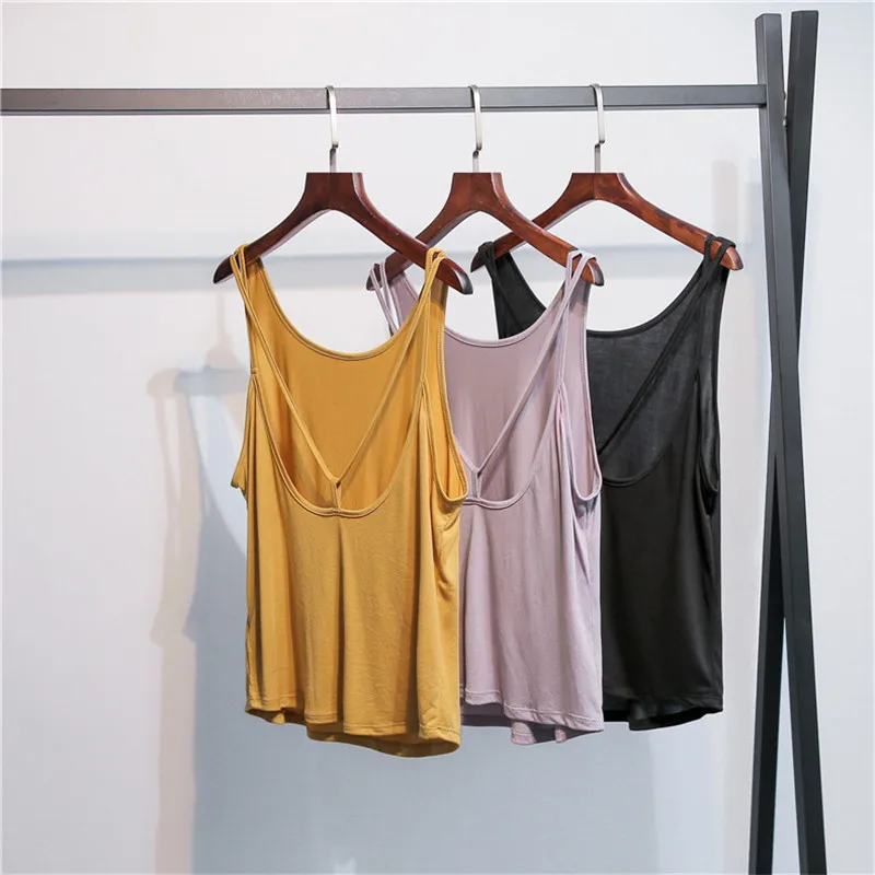 Women Backless Yoga Shirts Fitness T-shirts Sleeveless Vest Quick Dry Loose Sport Tee Female Gym Workout Blouse Running Tank Top