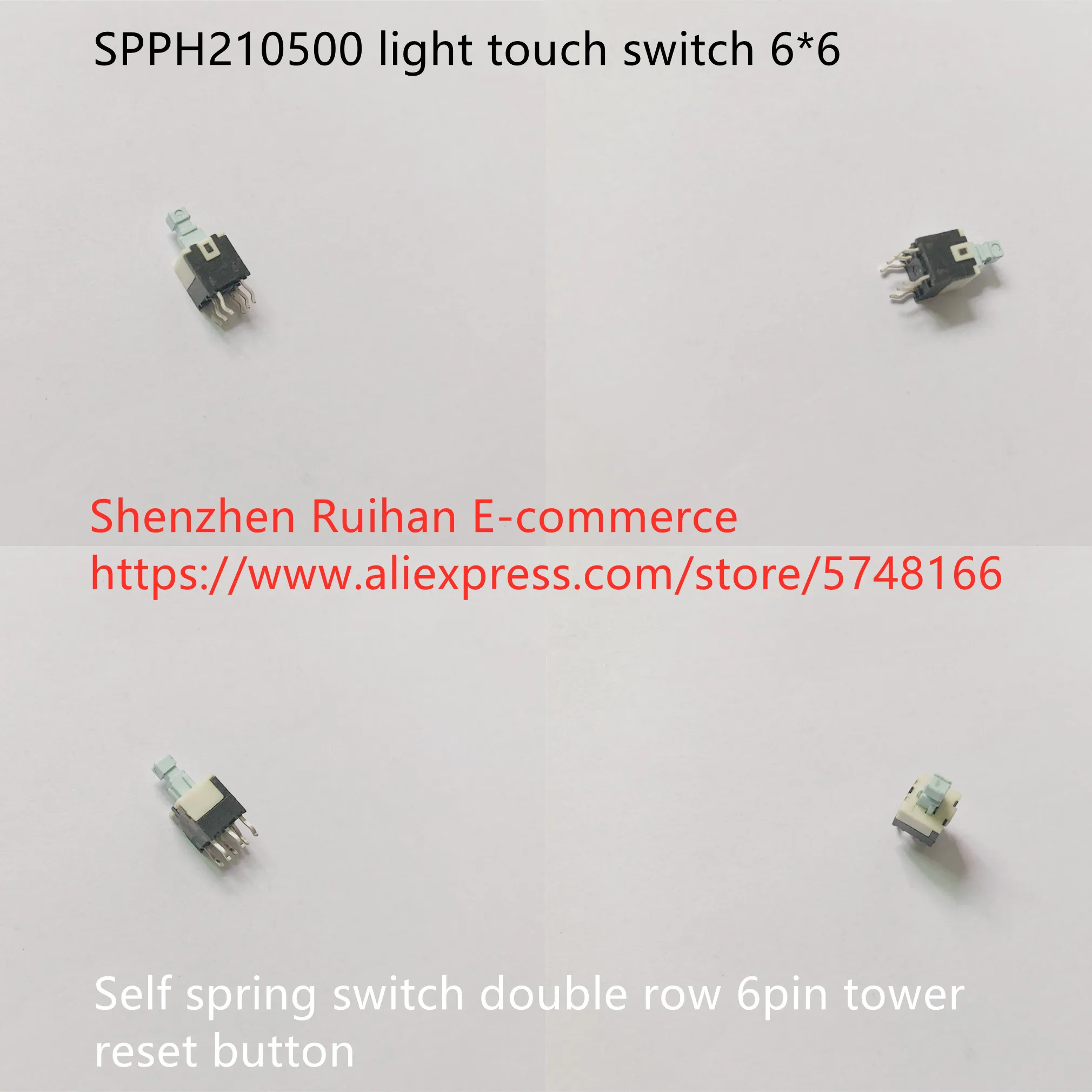 Original new 100% SPPH210500 light touch switch 6*6MM self spring switch double row 6pin tower reset button