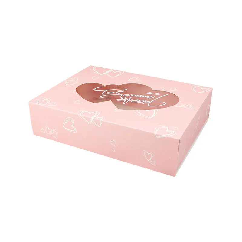 100pcs 22*17*5.5cm Pink Gift Push Cake Box With Window Candy Box Cake Push Tube / Push Barrel Pushcake