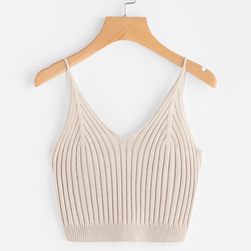 

Women's Top Fashion Knitted Crop Tops Cotton Tank Crop Tops Lingerie Underwear Streetwear mujer Vest Cropped Tee Camisole