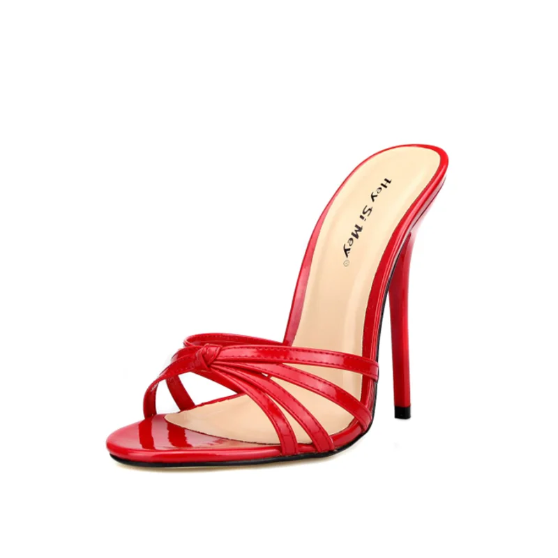 New 2023 Women\'s Slippers Summer Sandals 13CM Thin High-Heeled Shoes Sexy Pumps Plus size:37-45 46 47 48 Black Red White