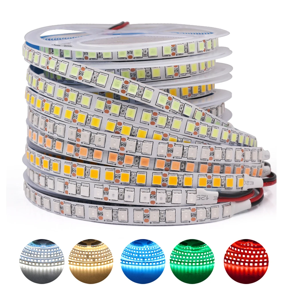 DC 12V 5050 RGB LED Strip 60 120leds/m 2835 Light Strip 5054 Waterproof Flexible Tape LED Light Lamp For Indoor Decoration 5m