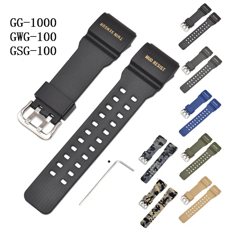 Silicone Strap for Casio G-SHOCK GG-1000 GWG-100 GSG-100 Men Replacement Resin Watch Band Sport Waterproof Bracelet Accessories