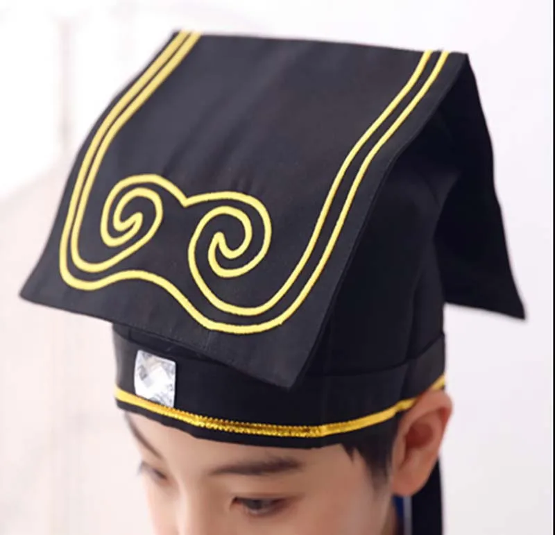 

Hanfu Hat Men Kid Chinese Traditional Ancient Scholar Teacher Black Hat Headdress Vintage Cosplay Hat For Adult Men/Kids Boys